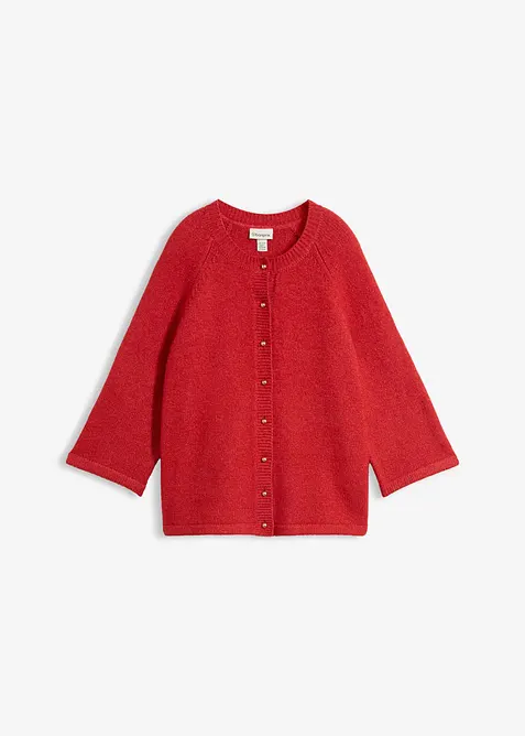 Oversize-Strickjacke mit weitem Arm in rot von vorne - bonprix