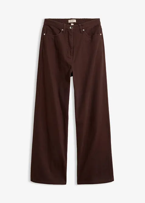 High-Waist-Twillhose aus Baumwoll-Mix in braun von vorne - bonprix