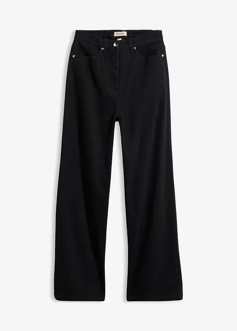 High-Waist-Twillhose aus Baumwoll-Mix in schwarz von vorne - bonprix