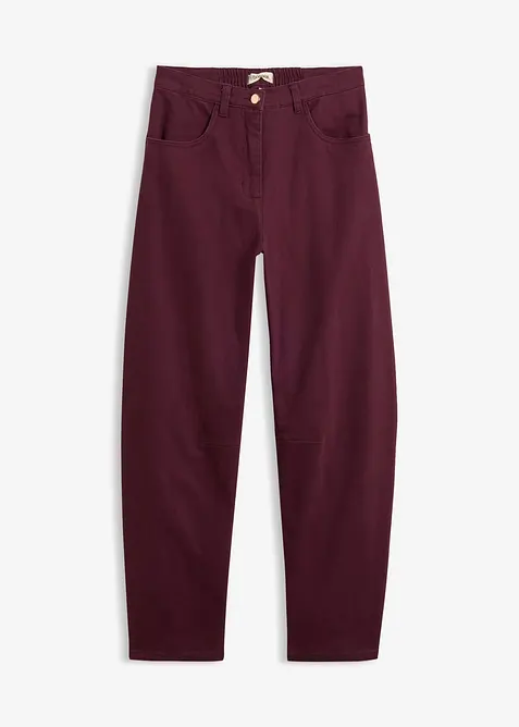 High-Waist-Barrel-Twillhose aus Baumwoll-Mix in rot von vorne - bonprix