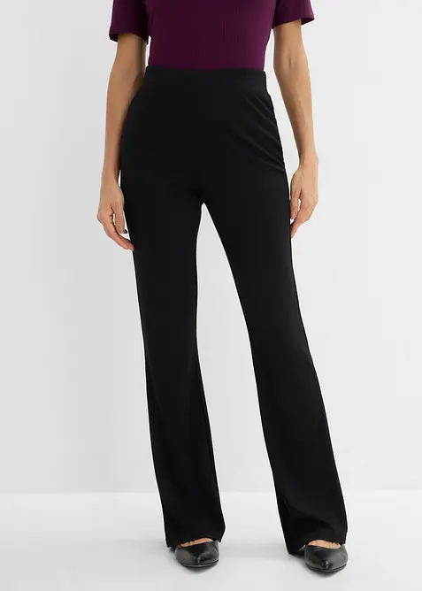 Ausgestellte Jersey-Hose in schwarz von vorne - bonprix