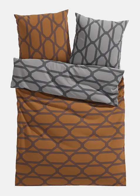 Wendbare Baumwollmix-Bettwäsche in braun von vorne - bonprix
