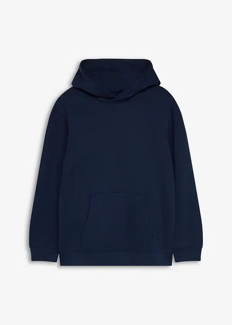 Hoodie aus weichem Baumwoll-Mix in blau von vorne - bonprix