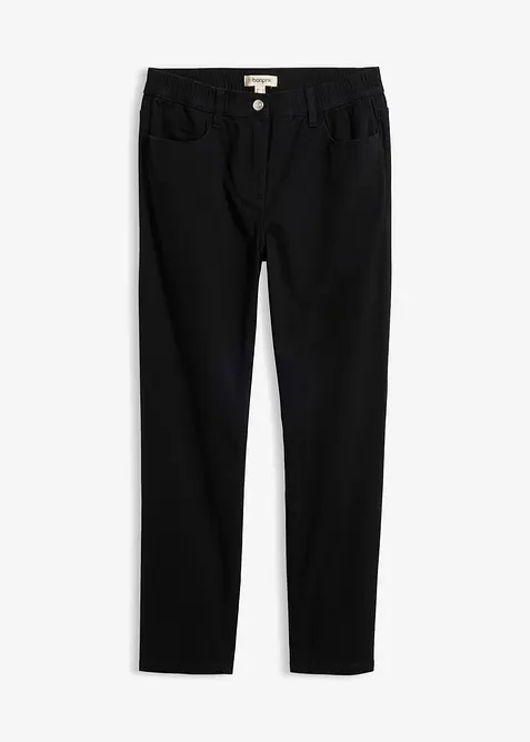 High-Waist-Twillhose aus Baumwoll-Mix in schwarz von vorne - bonprix