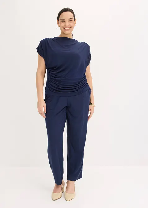 Shirt und Hose (2-tlg.Set) aus Viskose-Mix in blau von vorne (Totalaufnahme) - bonprix