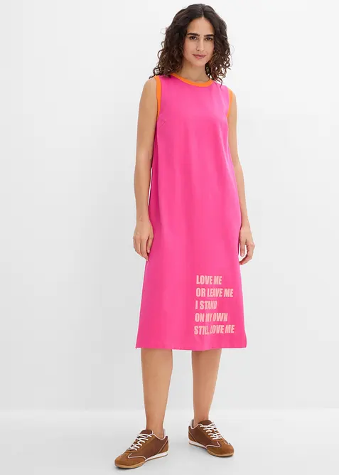 Shirtkleid aus reiner Bio-Baumwolle in pink von vorne (Totalaufnahme) - bonprix