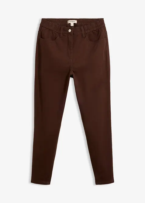 High-Waist-Mom-Twillhose aus Baumwoll-Mix in braun von vorne - bonprix