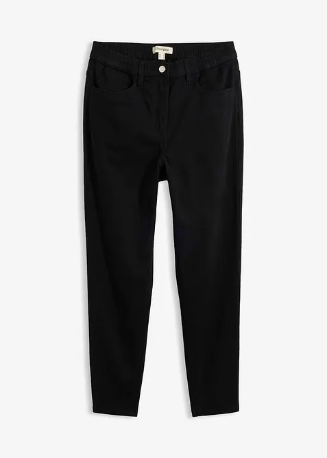 High-Waist-Mom-Twillhose aus Baumwoll-Mix in schwarz von vorne - bonprix