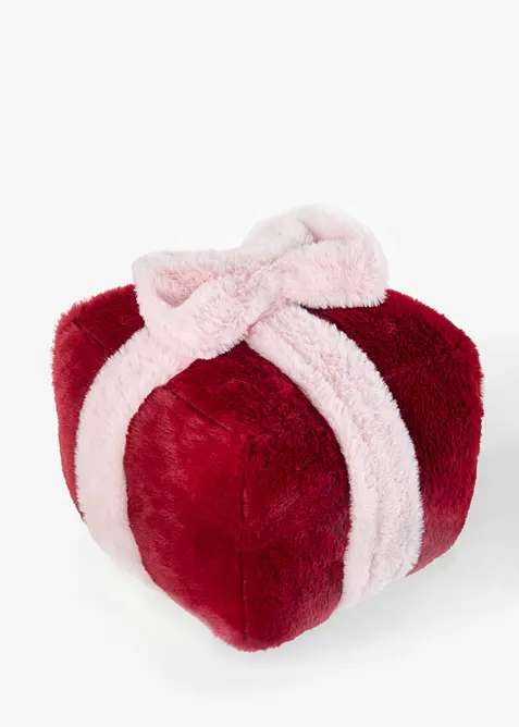 flauschiges Geschenk Dekokissen in rot von vorne - bonprix