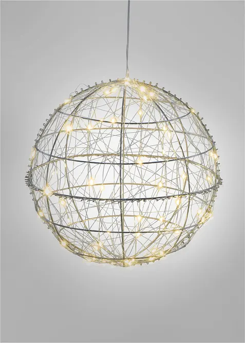 LED-Deko-Objekt Drahtball in silber von vorne - bonprix