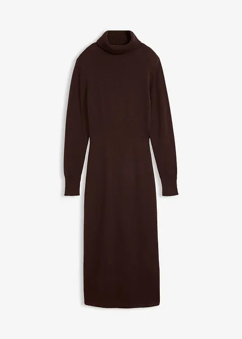 Strickkleid aus Merinowolle in braun von vorne - bonprix