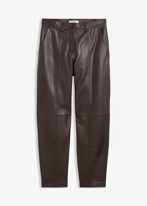 Lederhose aus Lammnappa in braun von vorne - bonprix