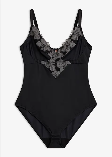 Medium Shape Body ohne Bügel mit Stickerei in schwarz von vorne - bonprix