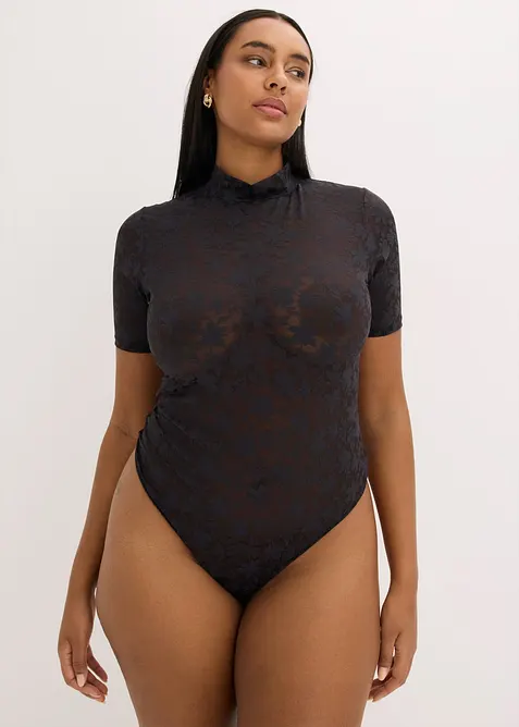 Stringbody aus weichem Material in schwarz von vorne (Totalaufnahme) - bonprix