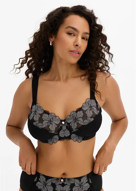 Minimizer-BH mit gepolsterten Trägern in schwarz von vorne (im Anschnitt) - bonprix