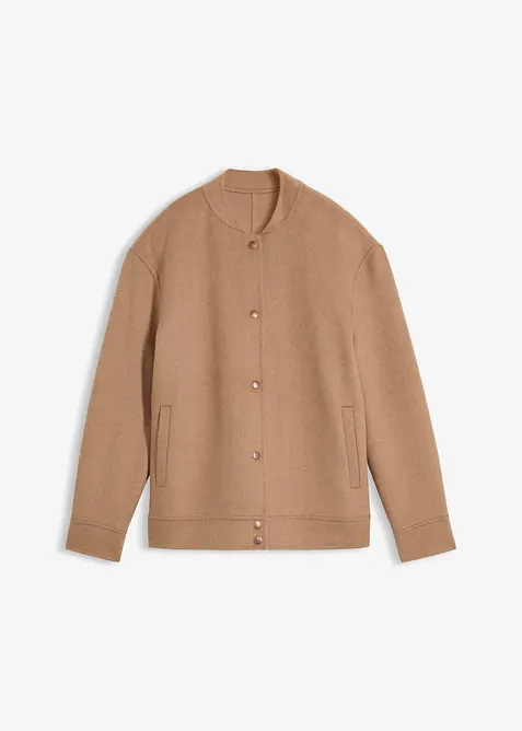 Blouson aus weichem Woll-Mix in braun von vorne - bonprix