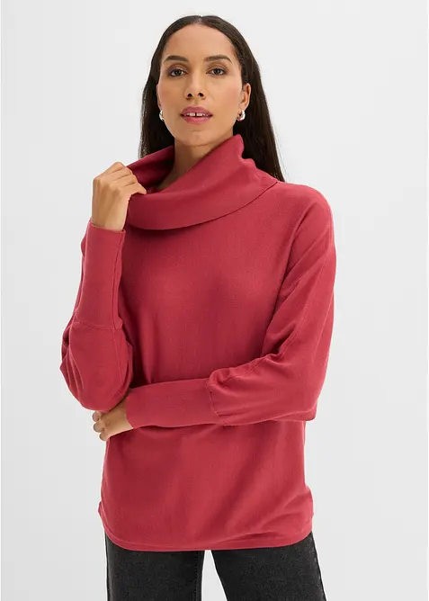 Rollkragenpullover aus Viskose-Mix in rot von vorne (im Anschnitt) - bonprix