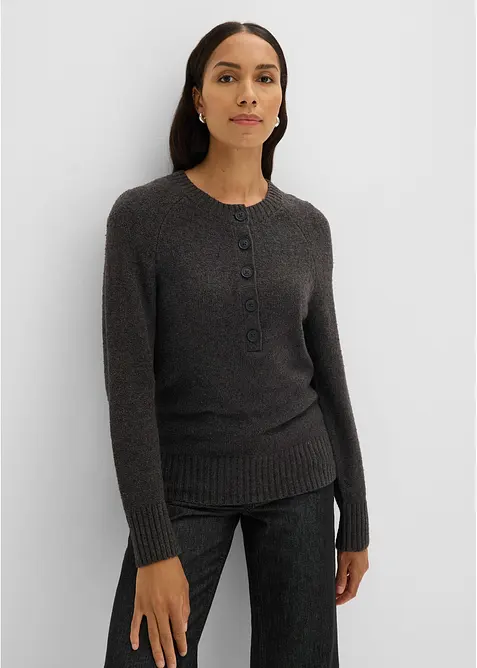 Pullover aus Baumwoll-Mix in grau von vorne (im Anschnitt) - bonprix