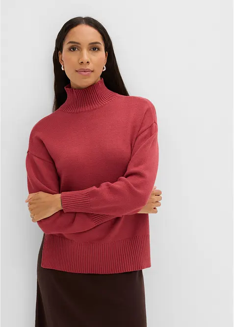 Pullover aus Viskose-Mix in rot von vorne (im Anschnitt) - bonprix