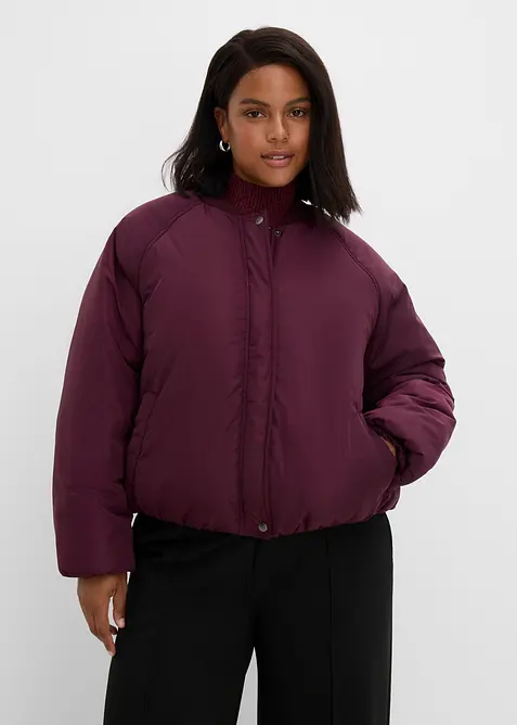 Pilotenjacke mit Gummizugbund in rot von vorne (im Anschnitt) - bonprix