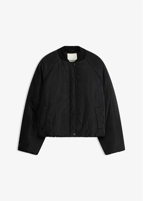 Pilotenjacke mit Gummizugbund in schwarz von vorne - bonprix
