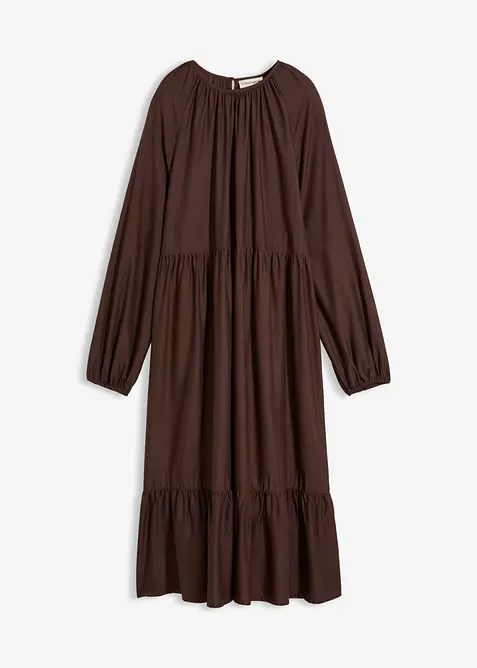 Kleid aus fließender Viskose in braun von vorne - bonprix
