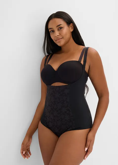 Strong Body Shaper mit Spitze in schwarz von vorne (Totalaufnahme) - bonprix