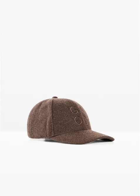 Cap in Wolloptik in braun von vorne - bonprix