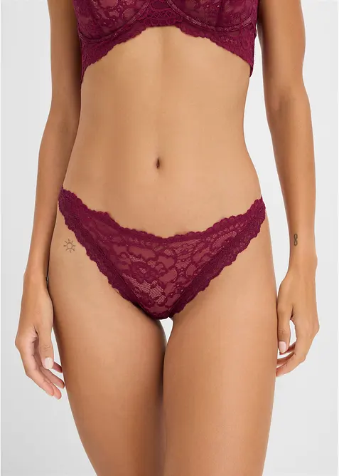 Minislip aus feiner Spitze in rot von vorne - bonprix