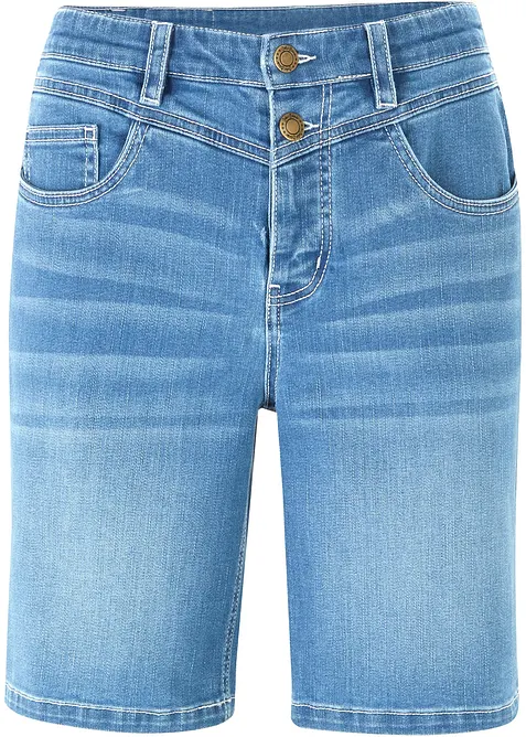 Jeans-Bermuda Slim Fit Mid Waist in blau von vorne - bonprix