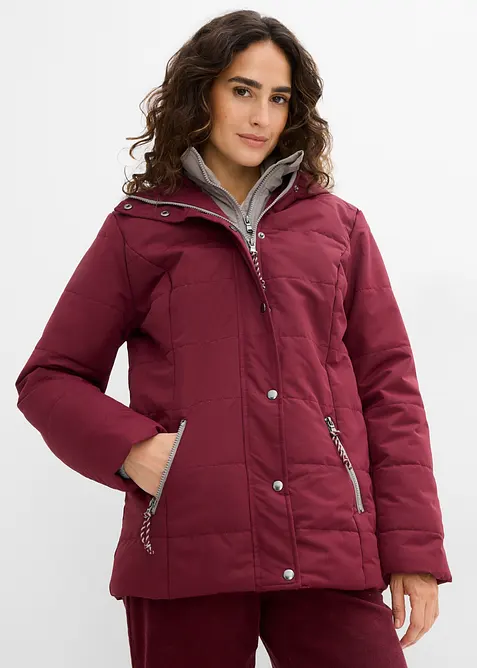 Winterjacke in 2-in1 Optik in rot von vorne (im Anschnitt) - bonprix