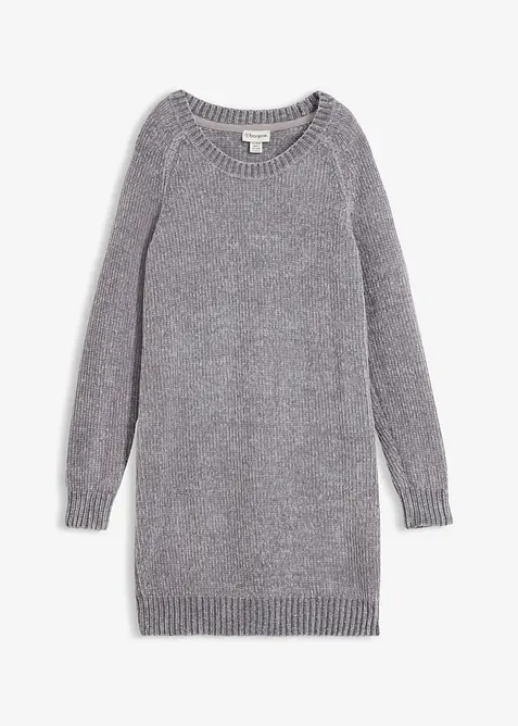 Oversize-Kleid in Strick in grau von vorne - bonprix