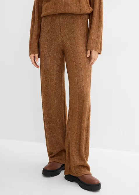 Hose aus Rippstrick in braun von vorne - bonprix