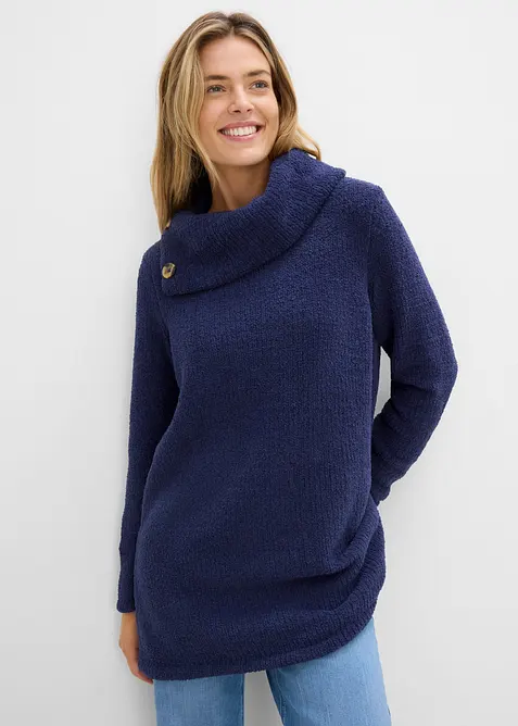 Longpullover in blau von vorne (im Anschnitt) - bonprix