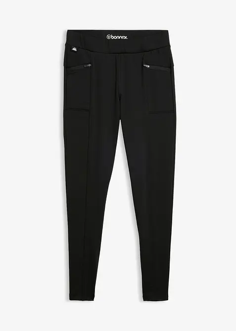 Knöchelfreie Thermo Sport-Leggings, schnelltrocknend in schwarz von vorne - bonprix