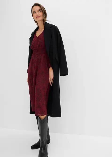 Chiffonkleid mit elastischem Bund in rot im Look von vorne (Totalaufnahme) - bonprix