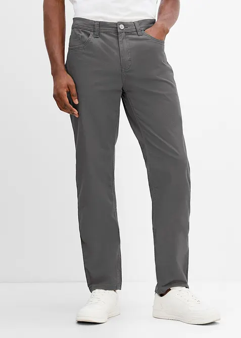 Regular Fit Stretch-Hose, Straight in grau von vorne - bonprix
