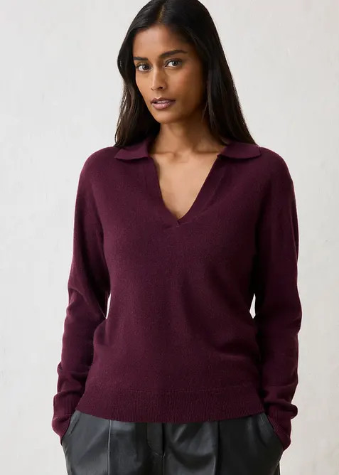 Pullover aus weichem Kaschmir-Mix mit Good Cashmere Standard® in rot von vorne (im Anschnitt) - bonprix