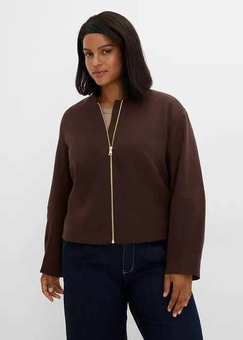 Blouson aus softem Viskose-Mix in braun von vorne (im Anschnitt) - bonprix