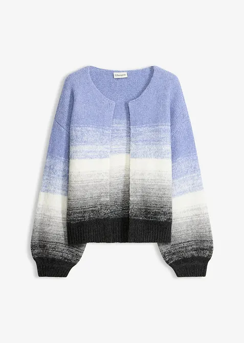 Grobstrickjacke aus weichem Woll-Mix in blau von vorne - bonprix