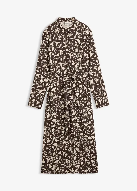 Hemdblusenkleid aus fließender Viskose in braun von vorne - bonprix
