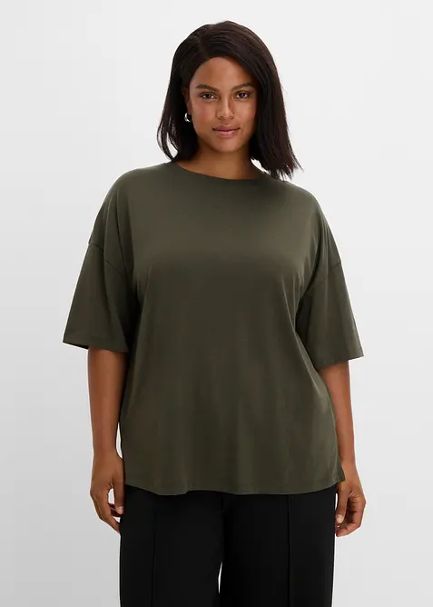 Oversized T-Shirt in grün von vorne (im Anschnitt) - bonprix