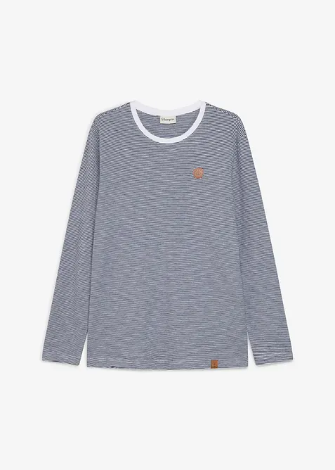 Langarmshirt aus reiner Bio-Baumwolle in weiß von vorne - bonprix