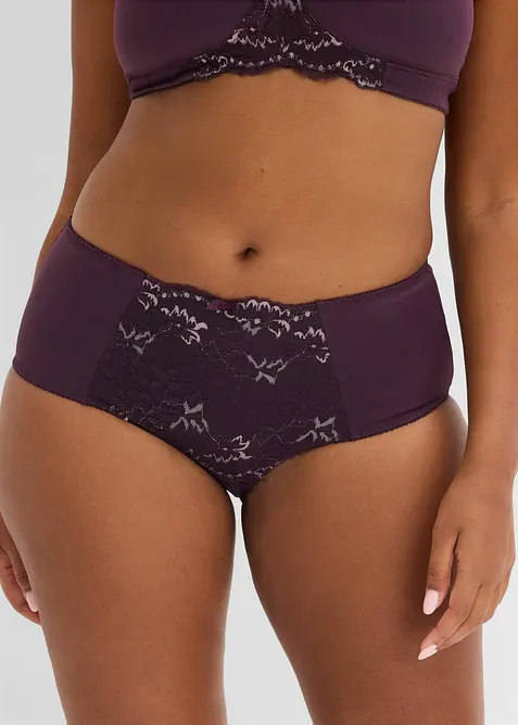 Maxislip mit zarter Spitze in lila von vorne - bonprix