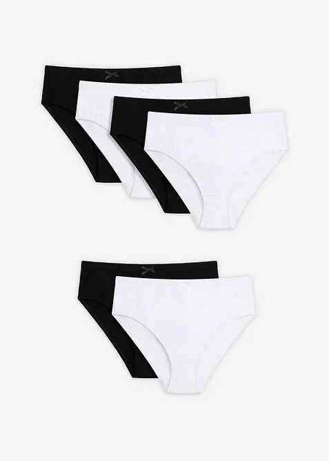 Damen Highleg Slip mit Baumwolle (6er Pack) in schwarz von vorne - bonprix