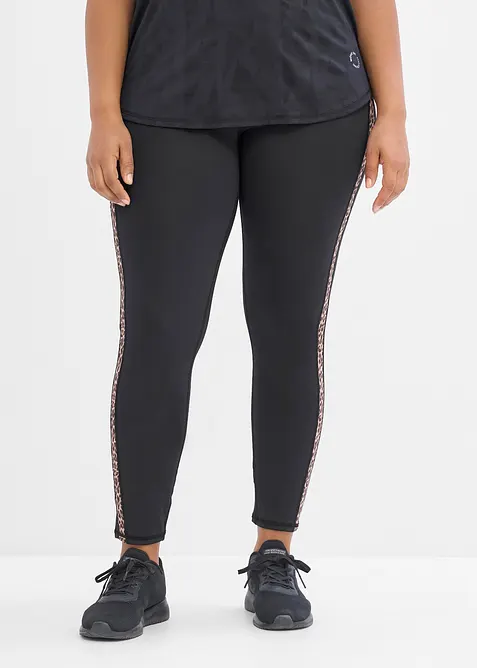Komfort Sport-Leggings, schnelltrocknend in schwarz von vorne - bonprix