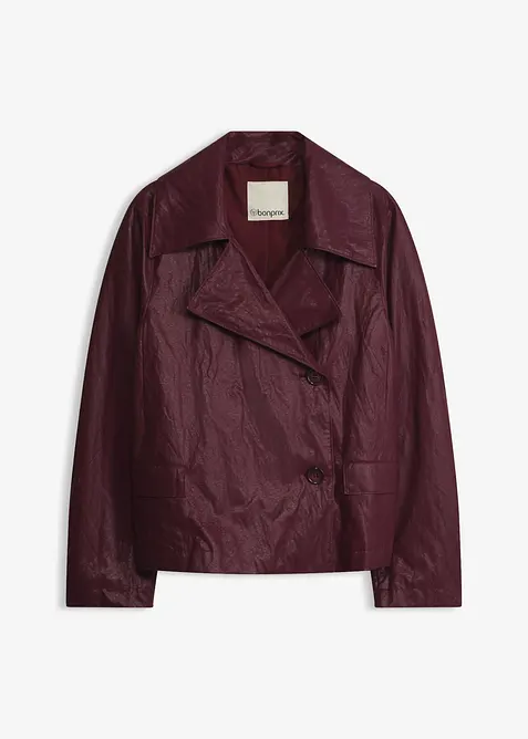 Lederimitat Jacke in Crash-Optik in rot von vorne - bonprix