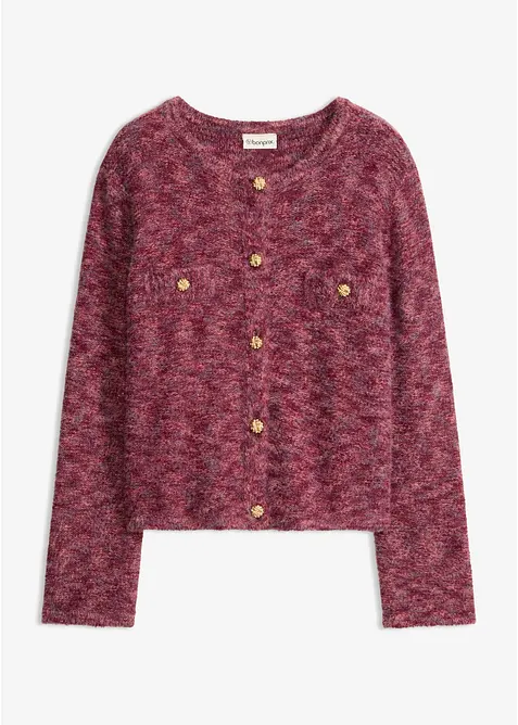 Strickjacke mit Effektgarn in rot von vorne - bonprix
