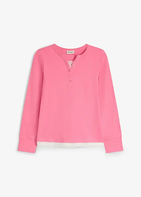 Henleyshirt 2-in-1 Look in pink von vorne - bonprix