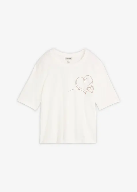 T-Shirt aus reiner Bio-Baumwolle in weiß von vorne - bonprix